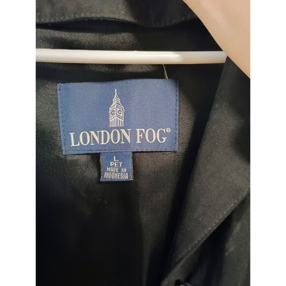 VTG London Fog Trench Coat Women's Large Petite Black With Removable Lining - Picture 8 of 15